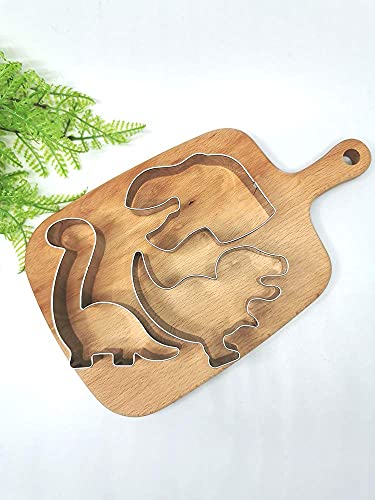 New Dinosaur Cookie Cutter Set-7 Piece-Dinosaur Footprint and Head, Tyrannosaurus(T-Rex), Brontosaurs, Spinosaurus, Triceratops, Pterodactyl, Dinosaurs Baking Mold for Kids Dinosaur Birthday Party