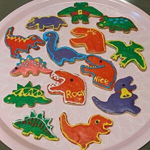 New Dinosaur Cookie Cutter Set-7 Piece-Dinosaur Footprint and Head, Tyrannosaurus(T-Rex), Brontosaurs, Spinosaurus, Triceratops, Pterodactyl, Dinosaurs Baking Mold for Kids Dinosaur Birthday Party