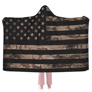 american flag desert camo hooded blanket wearable blanket hoodie microfiber soft knitted plush bedding for kids men women