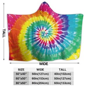 Tie Dye Hoodie Blanket Wearable Throw Blankets for Couch Blanket Hooded for Baby Kids Men Women