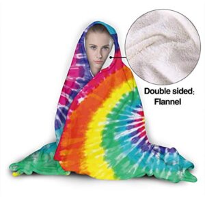 Tie Dye Hoodie Blanket Wearable Throw Blankets for Couch Blanket Hooded for Baby Kids Men Women