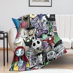 christmas blanket super soft jack skellington & sally throw blankets for couch sofa beding kids adults gifts 50"x60"