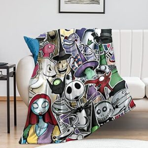 Christmas Blanket Super Soft Jack Skellington & Sally Throw Blankets for Couch Sofa Beding Kids Adults Gifts 50"X60"