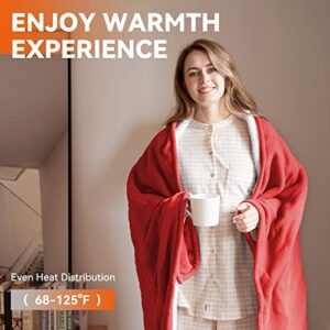 Warm Storm Electric Throw Blanket - 50x60 Inch Soft Red Polar Fleece Sherpa Reversible Heated Blanket with 5 Heat Settings 4 Hours Auto Off, Machine Washable for Couch Home Office
