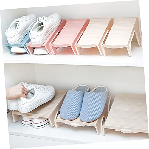 Homoyoyo 4pcs Double Layer Shoe Tray Clear Shoe Rack Sneaker Shelf Shoes Organizer Shoes Holder Individual Blue Pp Sandals Insole Closet Shoe Storage Stand Shoes Slots Rack