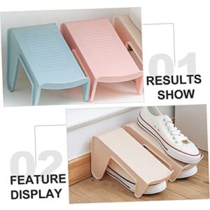 Homoyoyo 4pcs Double Layer Shoe Tray Clear Shoe Rack Sneaker Shelf Shoes Organizer Shoes Holder Individual Blue Pp Sandals Insole Closet Shoe Storage Stand Shoes Slots Rack