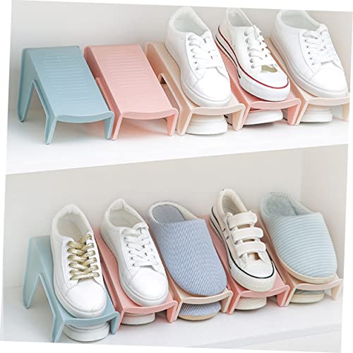 Homoyoyo 4pcs Double Layer Shoe Tray Clear Shoe Rack Sneaker Shelf Shoes Organizer Shoes Holder Individual Blue Pp Sandals Insole Closet Shoe Storage Stand Shoes Slots Rack