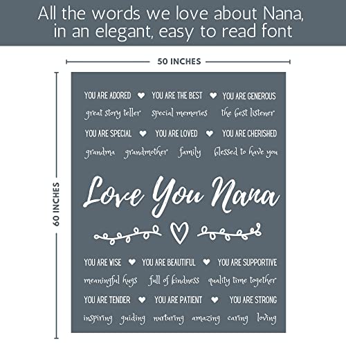 FILO ESTILO Nana Gifts for Mothers Day, Nana Blanket, Nana Birthday Gifts from Grandchildren, for The Best Nana Ever Gifts, Nana Presents and Gift Ideas (Grey, Fleece)