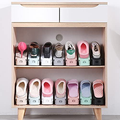 Yuehuam 20 Pack Shoe Slots Space Saver for Closet Organization Adjustable Double Deck Shoe Stacker Space Saver Shoe Slots Organizer