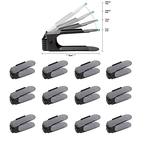 Yuehuam 20 Pack Shoe Slots Space Saver for Closet Organization Adjustable Double Deck Shoe Stacker Space Saver Shoe Slots Organizer