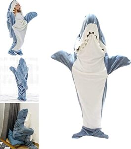 shark blanket hoodie,shark sleeping bag,wearable blanket hoodie super soft cozy flannel for adult women men shark gift (l, 75"x35.5")