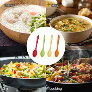 4 Pieces Silicone Spoons for Cooking, Large Silicone Mixing Spoon Set, Nonstick Heat-Resistant Cooking Spoons, 4 Colors Kitchen Utensil Spoons for Mixing Baking Cooking Serving Stirring Tools