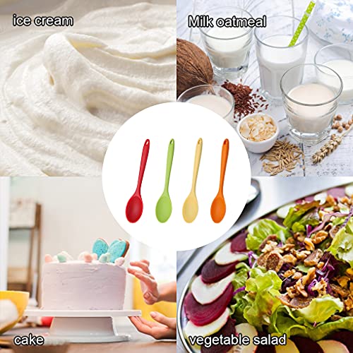 4 Pieces Silicone Spoons for Cooking, Large Silicone Mixing Spoon Set, Nonstick Heat-Resistant Cooking Spoons, 4 Colors Kitchen Utensil Spoons for Mixing Baking Cooking Serving Stirring Tools