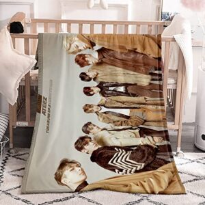 Ateez Merchandise Throw Blanket for Couch Ultra Soft HongJoong Blanket Throw Fuzzy Lightweight Plush Bed Couch Living Room