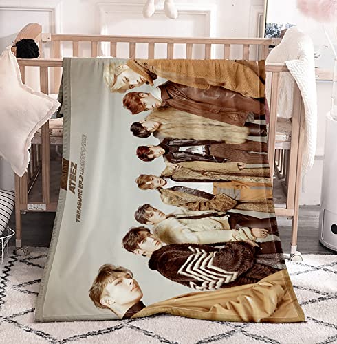 Ateez Merchandise Throw Blanket for Couch Ultra Soft HongJoong Blanket Throw Fuzzy Lightweight Plush Bed Couch Living Room