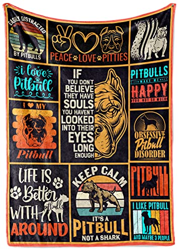 InnoBeta Pitbull Gifts for Pitties Lovers, Pitbull Flannel Blanket Throws for Pitt Dog Mom Dad, 50 x 65 inches, Perfect for Birthday Christmas Thanksgiving Mother's Day