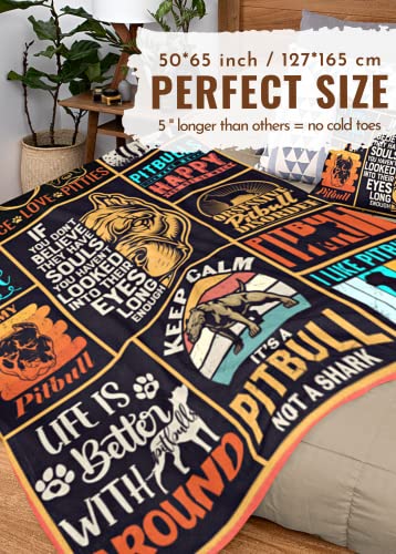 InnoBeta Pitbull Gifts for Pitties Lovers, Pitbull Flannel Blanket Throws for Pitt Dog Mom Dad, 50 x 65 inches, Perfect for Birthday Christmas Thanksgiving Mother's Day