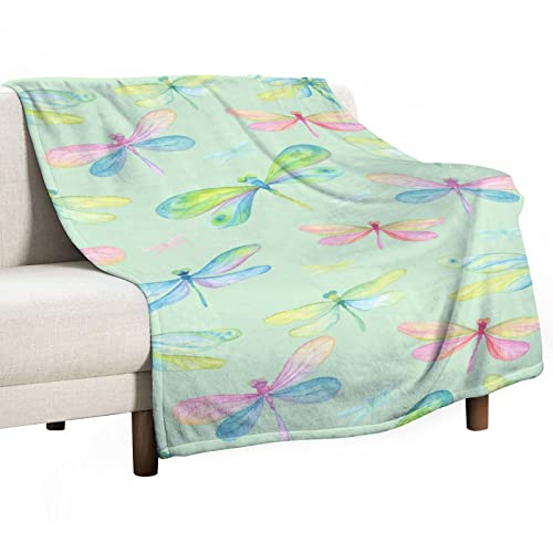 Dragonfly Throw Blanket for Couch Bed Flannel Lap Blanket Lightweight Cozy Plush Blanket for All Seasons 40"x60"