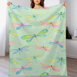 Dragonfly Throw Blanket for Couch Bed Flannel Lap Blanket Lightweight Cozy Plush Blanket for All Seasons 40"x60"