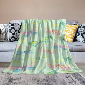 Dragonfly Throw Blanket for Couch Bed Flannel Lap Blanket Lightweight Cozy Plush Blanket for All Seasons 40"x60"