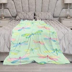 Dragonfly Throw Blanket for Couch Bed Flannel Lap Blanket Lightweight Cozy Plush Blanket for All Seasons 40"x60"