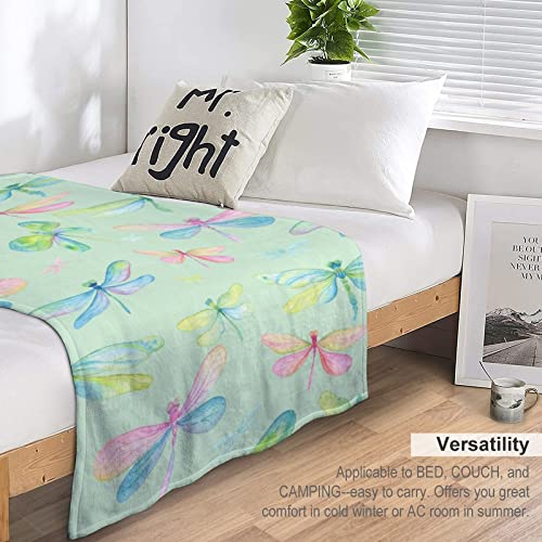 Dragonfly Throw Blanket for Couch Bed Flannel Lap Blanket Lightweight Cozy Plush Blanket for All Seasons 40"x60"