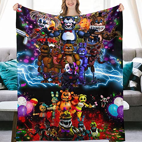 GIMCJOK Best Five Horror Nights Video at Game Freddy's Throw Blanket, Plush Microfiber Halloween Blankets and Throws for Bed, Large Air Condition Blanket 40"x50"
