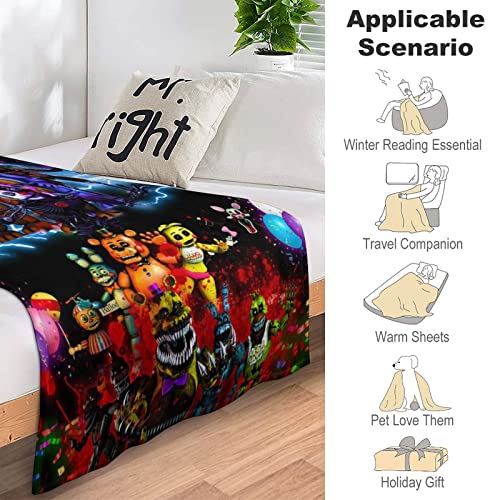 GIMCJOK Best Five Horror Nights Video at Game Freddy's Throw Blanket, Plush Microfiber Halloween Blankets and Throws for Bed, Large Air Condition Blanket 40"x50"