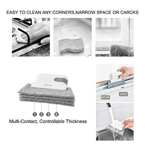 Cleaning Window Brush with Crevice Brush, Window Sill Cleaner Tool-Creative Door Window Groove Cleaning Brushes,Hand-held Crevice Cleaner Tools for All Corners and Gaps-4PCS