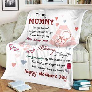 Personalized to My Mommy Happy 1st Mothers Day, Baby's Sonogram Picture Blanket - Mommy, I Love You Too are You Ready Blanket - Gifts for New 1st Mom, Mommy Mother's Day to Be from The Bump