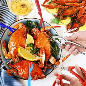 FECILA 5 Pcs Crab Crackers and tools Set - Seafood tools Set Crab leg Crackers Lobster Nut Crackers Opener Home Kitchen Parties Tools, Silver