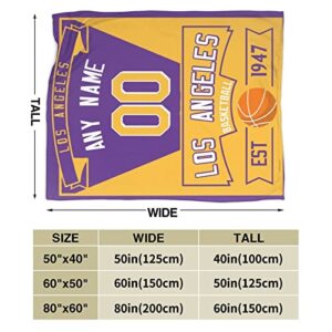 Custom Basketball Throw Blankets Personalized Ultra-Soft Micro Fleece Blankets with Name Numbers for Fans Gifts