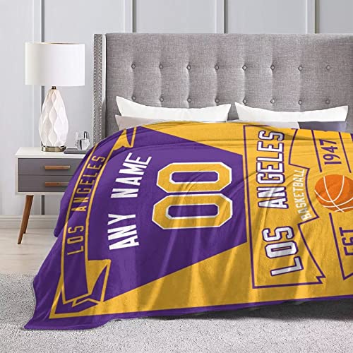 Custom Basketball Throw Blankets Personalized Ultra-Soft Micro Fleece Blankets with Name Numbers for Fans Gifts