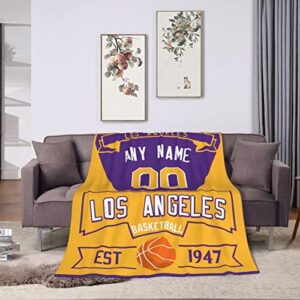 Custom Basketball Throw Blankets Personalized Ultra-Soft Micro Fleece Blankets with Name Numbers for Fans Gifts