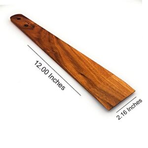 Wooden Spatula for Cooking 12 Inch Kitchen Spurtle Utensil - Handmade Thin Walnut Wood Saute Spatula, Multipurpose Premium Flat Wooden Spatula, Perfect for Flipping, Scraping, Sauteing, Turning