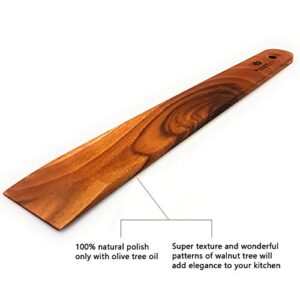 Wooden Spatula for Cooking 12 Inch Kitchen Spurtle Utensil - Handmade Thin Walnut Wood Saute Spatula, Multipurpose Premium Flat Wooden Spatula, Perfect for Flipping, Scraping, Sauteing, Turning