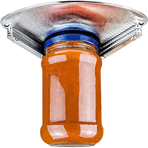 Stainless Steel Jar Opener for Weak Hands - Under Cabinet Jar Lid & Bottle Cap Opener - V Shape Single Hand Under Counter Can Opener - Effortless Open Any Size Jar - Perfect for Seniors with Arthritis