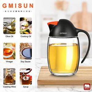 GMISUN Olive Oil Dispenser Bottle with Auto Flip Cap, 21oz Leakproof Cooking Oil Dispenser, Kitchen True No Drip Oil and Vinegar Cruet Container with Non-Slip Handle, Cute Penguin Design (Black)