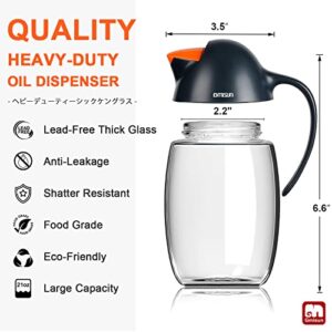 GMISUN Olive Oil Dispenser Bottle with Auto Flip Cap, 21oz Leakproof Cooking Oil Dispenser, Kitchen True No Drip Oil and Vinegar Cruet Container with Non-Slip Handle, Cute Penguin Design (Black)