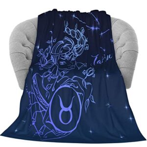 Delerain Zodiac Sign Taurus Flannel Fleece Throw Blanket 50"x60" Living Room/Bedroom/Sofa Couch Warm Soft Bed Blanket for Kids Adults All Season