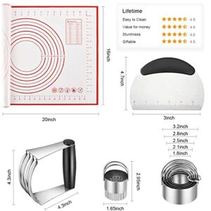 Pastry Cutter, Biscuit Cutter, Dough Scraper, Silicone Baking Mats, Stainless Steel Pastry Blender Set, Dough Cutter Biscuit Cutter Baking Pastry Mat Dough Blender Tools & Pastry Utensils (5 Pcs/Set)