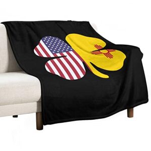 american new mexico state flag shamrock throw blanket for couch bed flannel lap blanket lightweight cozy plush blanket for all seasons 50"x70"