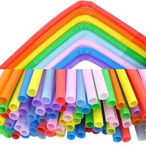 Tomnk 300pcs 10.3 Inches Disposable Flexible Bendy Drinking Straws Plastic Straws