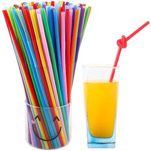 Tomnk 300pcs 10.3 Inches Disposable Flexible Bendy Drinking Straws Plastic Straws