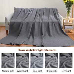 Waffle Blanket King 100% Cotton Bed Blanket Waffle Weave Throw Blanket for All Seasons, Pre-Washed and Anti-Shrinkage Soft Lightweight Blanket for Bed, Sofa(Grey,90x104)