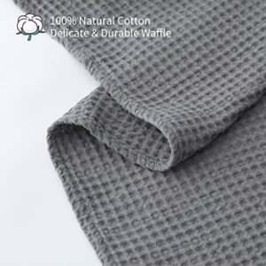 Waffle Blanket King 100% Cotton Bed Blanket Waffle Weave Throw Blanket for All Seasons, Pre-Washed and Anti-Shrinkage Soft Lightweight Blanket for Bed, Sofa(Grey,90x104)