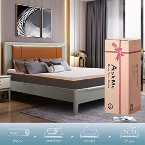 Askme Queen Mattress 10 Inches Memory Foam Mattress,Medium Firm Cooling Gel Queen Size Mattress Bed in a Box，Breathable Soft Cooling Fabric Cover CertiPUR-US Certified, Pressure Relieving