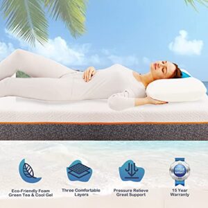 Askme Queen Mattress 10 Inches Memory Foam Mattress,Medium Firm Cooling Gel Queen Size Mattress Bed in a Box，Breathable Soft Cooling Fabric Cover CertiPUR-US Certified, Pressure Relieving