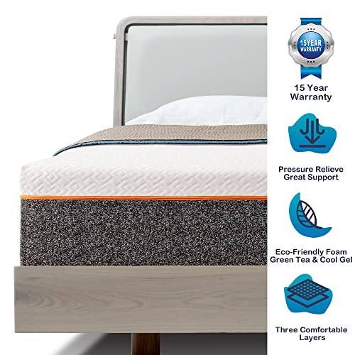 Askme Queen Mattress 10 Inches Memory Foam Mattress,Medium Firm Cooling Gel Queen Size Mattress Bed in a Box，Breathable Soft Cooling Fabric Cover CertiPUR-US Certified, Pressure Relieving