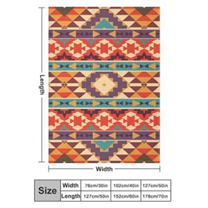 Colorful Aztec Pattern Throw Blanket for Couch Bed Flannel Lap Blanket Lightweight Cozy Plush Blanket for All Seasons 50"x70"